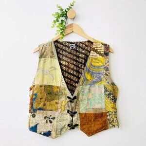 Patch Art Bohemian Festival Hippie Grunge Patchwork Vest